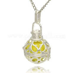 Silver Color Plated Brass Hollow Round Cage Pendants&nbsp;LS-KK-J235-10S