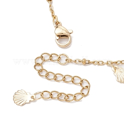 Summer Beach 304 Stainless Steel Shell Shaped Charm Anklets for Women&nbsp;AJEW-AN00658