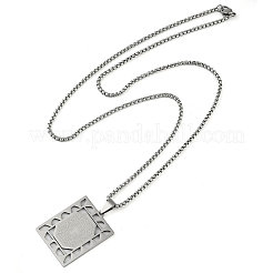 201 Stainless Steel Hollow Rectangle with Cross Pendant Box Chain Necklaces&nbsp;NJEW-D089-06P