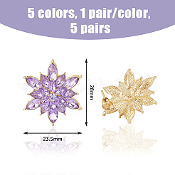 5 Pairs 5 Colors 3D Flower Cubic Zirconia Stud Earrings&nbsp;EJEW-FI0001-76