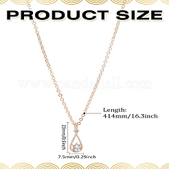 1Pc Alloy Clear Cubic Zirconia Teardrop Pendant Necklaces for Women&nbsp;NJEW-LP0004-14RG