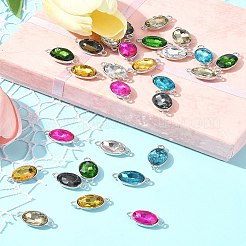 28Pcs 7 Colors Alloy Glass Links/Connectors&nbsp;GLAA-FS0001-93