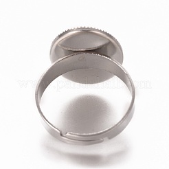 Adjustable 304 Stainless Steel Finger Rings Components&nbsp;LS-STAS-WH0014-03A