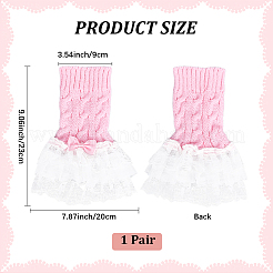 Bowknot Cotton Womens Knitting Floral Lace Wrist Cuffs For Wedding Party&nbsp;AJEW-WH20060-34A