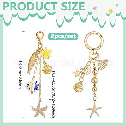 2Pcs Handmade Porcelain & Alloy Pendant Decorations&nbsp;HJEW-GA00084