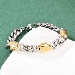 304 Stainless Steel Rhombus Cuban Link Chain Bracelets for Men Women&nbsp;BJEW-G766-07A
