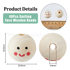 40Pcs Printed Wood European Beads&nbsp;WOOD-DC0001-11