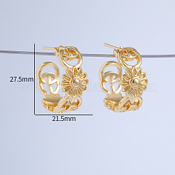 C-shaped Hollow Sunflower Brass Stud Earrings&nbsp;VI6809