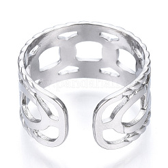 Non-Tarnish 304 Stainless Steel Curb Chains Shape Open Cuff Ring&nbsp;RJEW-N040-04