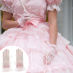 Polyester Lace Gloves for Bride&nbsp;AJEW-WH0609-862A