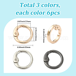 18Pcs 3 Colors Alloy Spring Gate Rings&nbsp;FIND-SC0016-58