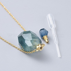 Natural Gemstone Perfume Bottle Pendant Necklaces&nbsp;NJEW-F251-11