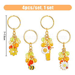 1 Set Flower/Bee/Orange Juice Alloy Enamel Pendant Keychain&nbsp;KEYC-FH0001-38A