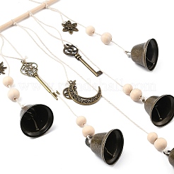 Iron Bell & Alloy Key/Sun/Moon Charm Hanging Ornaments&nbsp;HJEW-JM03431