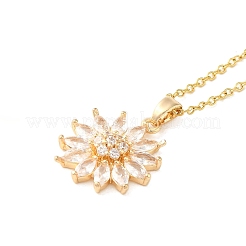 Brass Micro Pave Cubic Zirconia Pendant Necklaces for Women&nbsp;NJEW-E106-13KCG