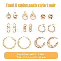 8 Pairs 8 Styles Twist Oval & Chains Shape & Round Alloy Stud Earrings&nbsp;EJEW-FI0001-47