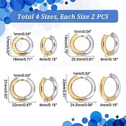 4 Pairs 4 Size Two Tone 304 Stainless Steel Hinged Hoop Earrings for Women&nbsp;EJEW-UN0002-20