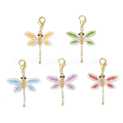 Dragonfly Glass Seed Beaded Pendant Decorations&nbsp;HJEW-MZ00387