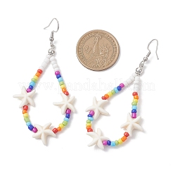 Starfish Synthetic Turquoise & Glass Beaded Bracelets & Earrings & Necklaces&nbsp;SJEW-JS01369