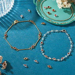 12Pcs 2 Colors Brass Pave Cubic Zirconia Heart Links Connector Charms&nbsp;KK-TA0003-48G