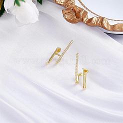 Gold Hoop Earrings Studs 18K Gold Plated Open C Shape Hoop Earrings Studs Simple Hypoallergenic Dainty CZ Studs Jewelry Gift for Women&nbsp;JE1074A