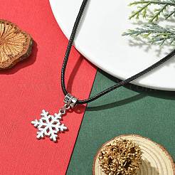 Alloy Enamel Snowflake Pendant Necklaces&nbsp;NJEW-JN04538-01