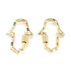 Brass Micro Pave Cubic Zirconia Screw Carabiner Lock Charms&nbsp;KK-M206-09G-02