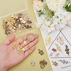 64Pcs 16 Styles Tibetan Style Alloy Pendants&nbsp;FIND-AR0005-39
