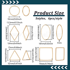 30Pcs 5 Styles Brass Open Back Bezel Link Rings&nbsp;KK-BC0015-46