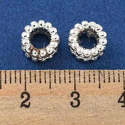 Rack Plating Brass Micro Pave Clear Cubic Zirconia European Beads&nbsp;KK-L215-011S