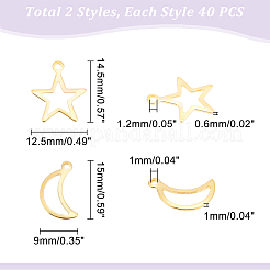 80Pcs 2 Style 304 Stainless Steel Pendants&nbsp;STAS-UN0041-02