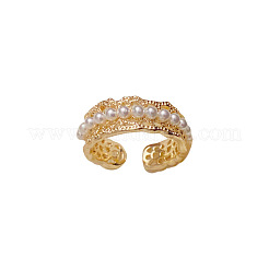 Brass & Imitation Pearl Laciness Cuff Open Rings for Women&nbsp;FS-WG6F3E9-01