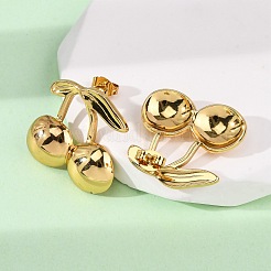 304 Stainless Steel Cherry Stud Earrings&nbsp;EJEW-L304-02G