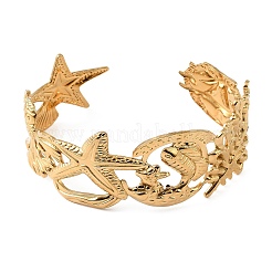 Ocean Theme 304 Stainless Steel Cuff Bangles for Women&nbsp;BJEW-Z171-01G-02