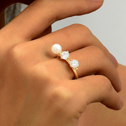 Simple Style Brass Pave Cubic Zirconia Open Rings&nbsp;IO7806
