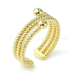 Rack Plating Brass Triple Line Open Cuff Ring for Women&nbsp;RJEW-K243-04G
