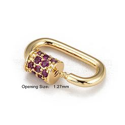 Brass Micro Pave Cubic Zirconia Screw Carabiner Lock Charms&nbsp;ZIRC-G156-11G