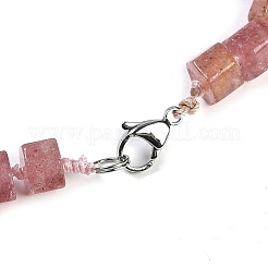 Natural Strawberry Quartz Hexagon Prism Graduated Beaded Necklaces for Women Men&nbsp;NJEW-K388-03U