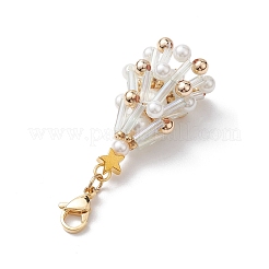 Christmas Tree Glass & Shell Pearl Pendant Decorations&nbsp;HJEW-TA00182-02
