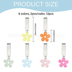 12Pcs 6 Colors Flower Acrylic Shoe Charms&nbsp;HJEW-CA00022