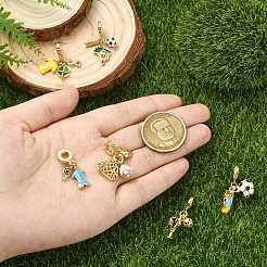 6Pcs 6 Styles Brass Enamel European Dangle Charms&nbsp;KK-CJ0003-95