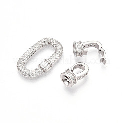 925 Sterling Silver Micro Pave Clear Cubic Zirconia Fold Over Clasps&nbsp;STER-T008-146P