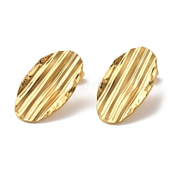 Ion Plating(IP) 304 Stainless Steel Groove Oval Stud Earrings&nbsp;EJEW-C114-29G