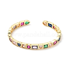Cubic Zirconia Geometry Open Cuff Bangle&nbsp;BJEW-J165-13-G