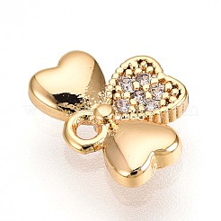 Brass Micro Pave Clear Cubic Zirconia Pendants&nbsp;KK-T075-23G