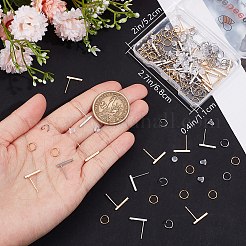 40Pcs 2 Color Rectangle Bar Brass Stud Earring Findings&nbsp;DIY-BBC0001-73