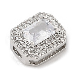Brass Micro Pave Cubic Zirconia Slide Charms&nbsp;ZIRC-I068-09P