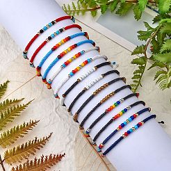 14Pcs 14 Style Glass Seed & 303 Stainless Steel Braided Bead Bracelets and Anklets Set&nbsp;SJEW-SW00003-07
