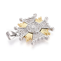 Brass Micro Pave Clear Cubic Zirconia Pendants&nbsp;KK-T080-05A