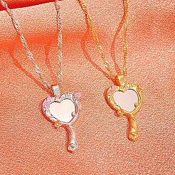 Heart Magic Mirror Alloy Pendant Necklaces for Women&nbsp;WH-WGD9B28-01